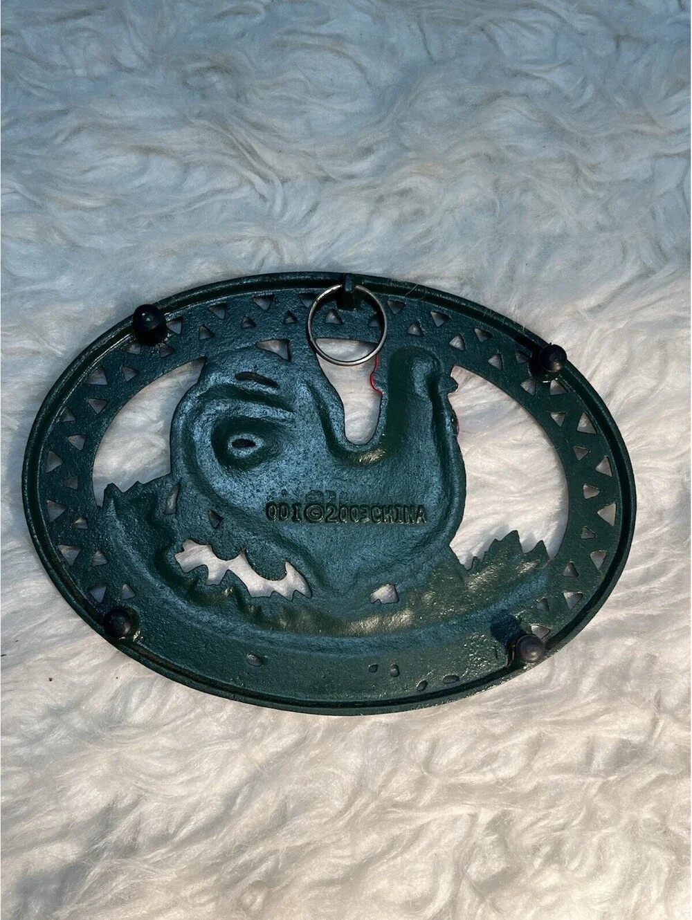 Green Cast Iron Rooster Trivet 2003